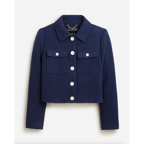 J. CREW Lady Jacket in Italian Stadium Cloth Wool Blend Navy Blue Sz 24 PLUS - Picture 5 of 10